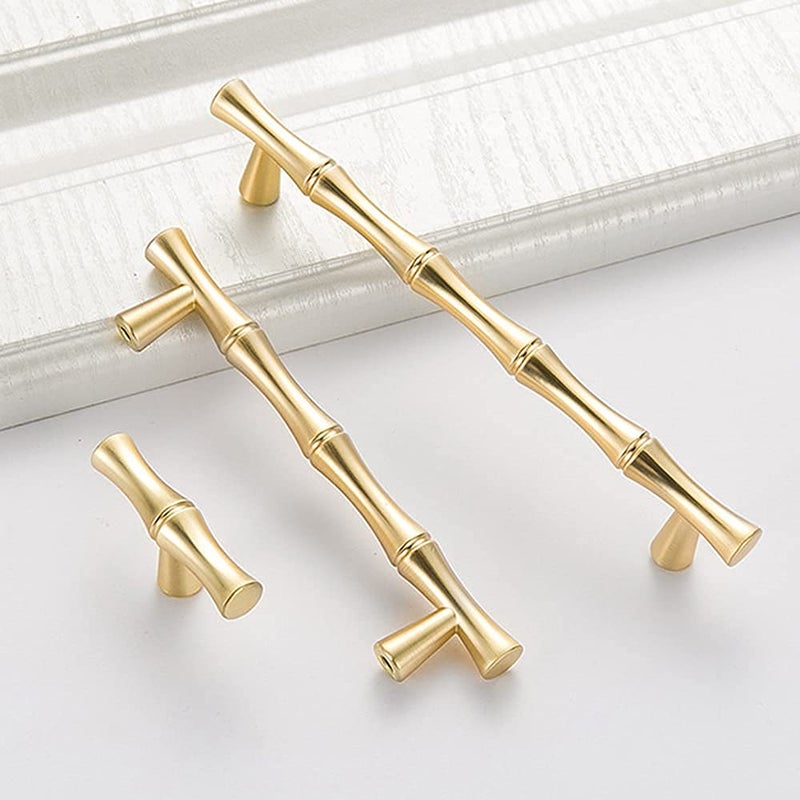 AchNau 10pcs Cabinet Knobs Single Hole Bamboo Shape Kitchen Cupboard Dresser Closet Drawer Door Handles Pulls Gold - Image 4